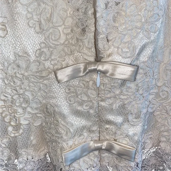 Belsoie Vintage cream Lace & Bows Red burgundy Velvet maxi Dress Gunne sax - Picture 12 of 16